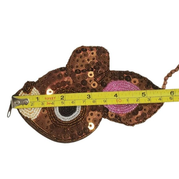 Rare Sanrio Deery-Lou Coin Purse Sequin Beaded Wrist Strap Brown Reindeer Pouch - Picture 11 of 14